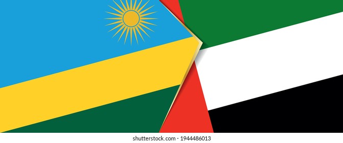 Rwanda and United Arab Emirates flags, two vector flags symbol of relationship or confrontation.