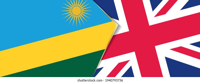 Banderas de Rwanda y del Reino Unido, dos banderas vectoriales símbolo de relación o enfrentamiento.