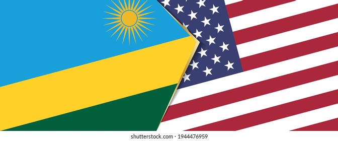 Rwanda and USA flags, two vector flags symbol of relationship or confrontation.