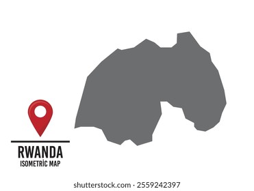 Rwanda vector map illustration, country map with markings. vector illustration.