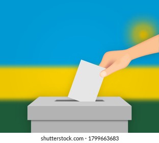 Ruanda wählt Wahlbanner-Hintergrund. Wahlzettel mit unscharfem Kennzeichen