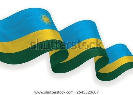 Rwanda waving flag with bright colors on clean background