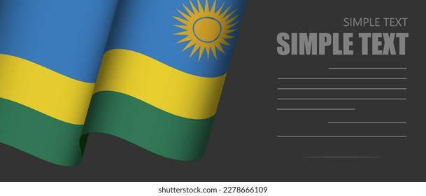 rwanda waving flag Grey background,3D rwanda flag moving wind blowing,banner ribbon flag on dark background,Horizontal vector flag poster.rwanda celebrate Day holiday vacation.