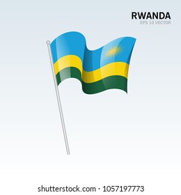 Rwanda waving flag isolated on gray background