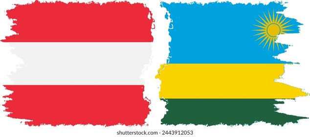 Rwandan and Austria grunge flags connection, vector