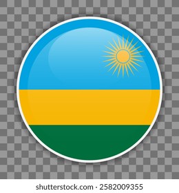 Rwandan flag icon on checkered background. Round vector icon for mobile apps, UI or web design