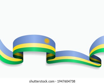 Rwandan flag wavy abstract background. Vector illustration.