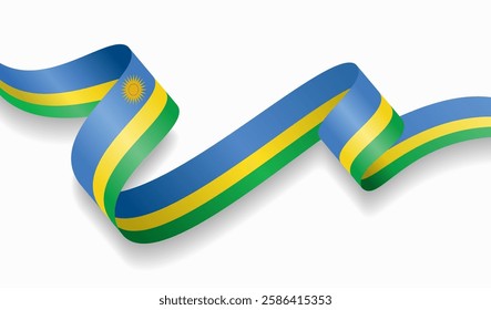 Rwandan flag wavy abstract background. Vector illustration.