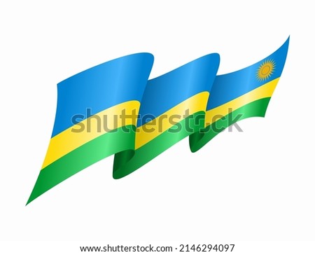 Rwandan flag wavy abstract background. Vector illustration.