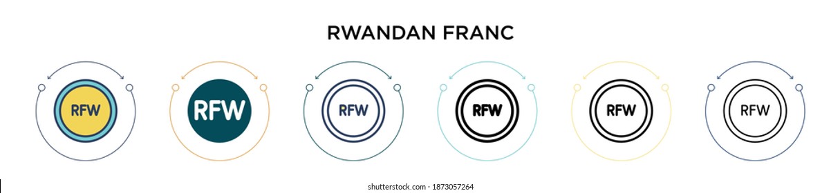 Rwandan franc icon in filled, thin line, outline and stroke style. Vector illustration of two colored and black rwandan franc vector icons designs can be used for mobile, ui, web