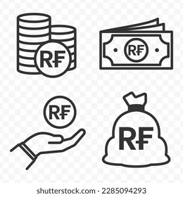 Rwandan Franc icons set money icon vector image on transparent background (PNG).