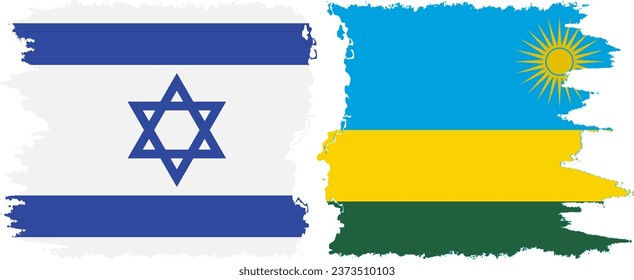 Rwandan and Israel grunge flags connection, vector