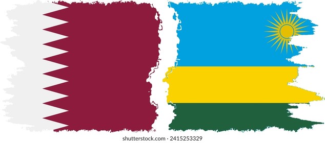 Rwandan and Qatar grunge flags connection, vector