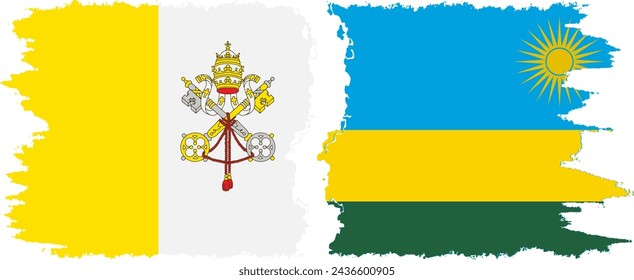 Banderas del grunge de Ruanda y el Vaticano conexión, vector