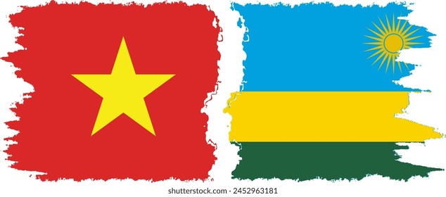 Rwandan and Vietnam grunge flags connection, vector