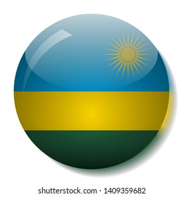 Rwanda's flag glass button vector illustration