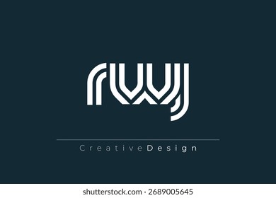RWJ Creative Diseño de Logo de Letra Moderna Única. Diseño elegante del logotipo del monograma con los Elementos decorativos y la tipografía