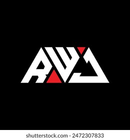 RWJ triangle letter logo design with triangle shape. RWJ triangle logo design monogram. RWJ triangle vector logo template with red color. RWJ triangular logo Simple, Elegant, and Luxurious design.