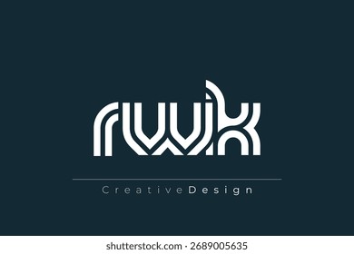 RWK Creative Diseño de Logo de Letra Moderna Única. Diseño elegante del logotipo del monograma con los Elementos decorativos y la tipografía