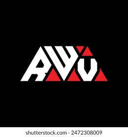 RWV triangle letter logo design with triangle shape. RWV triangle logo design monogram. RWV triangle vector logo template with red color. RWV triangular logo Simple, Elegant, and Luxurious design.