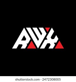 Diseño de logotipo de letra triangular RWX con forma de triángulo. Monograma de diseño de logotipo de triángulo RWX. Plantilla de logotipo de Vector de triángulo RWX con color rojo. RWX logo triangular Diseño simple, elegante y lujoso.