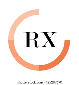 RX business logo icon design template elements. Orange color vectors. Design identity in circle. Alphabet letter