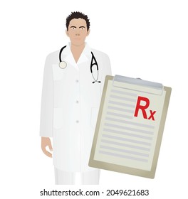 Portapapeles de Rx frente al médico. vector