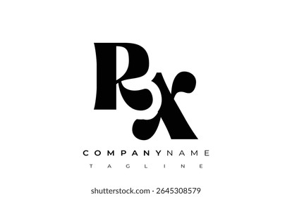RX Creative Abstract Typography Logo Design. Elegant logo combining bold typography and creative shapes, ideal for branding and identity solutions.