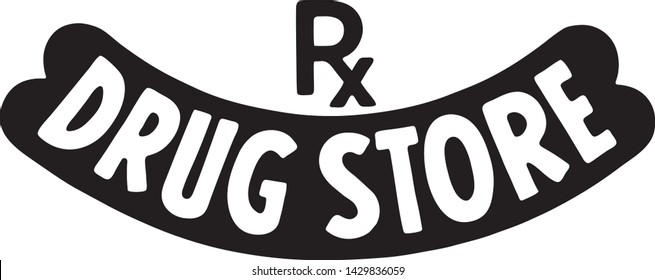 RX Drug Store - Retro Ad Art Banner for Pharmacists