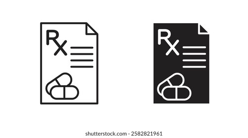 RX filled and outlined icons vectors on white background