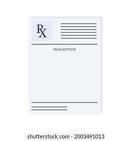 Rx form, prescription, medical paper document with medications. Realistic form of doctor's recipe template with pills. Healthcare concept, rx blank, pharmacy, clinic, hospital page.Vector illustration