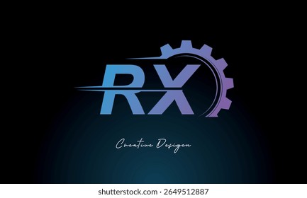 RX Gear Fusion Logo – Industrial Tech-Inspired Letter mark Futuristic Industrial Letter Mark Design for Technology and Engineering Brands.