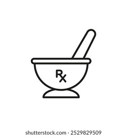 RX ICON flat line symbol set.