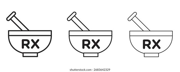 Icono de RX, signo de contorno, símbolos lineales