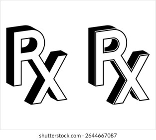Ícone Rx, Ícone de Farmácia Rx, Ícone de Prescrição Médica Rx, Ilustração de arte vetorial de ícone Rx Medicine