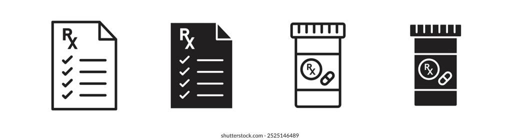Ícone RX vetor preenchido e coleção de ícones com contorno