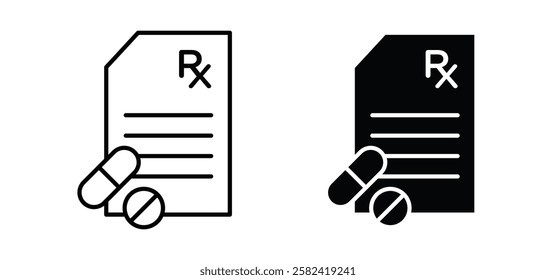 RX icons pack vectors in black flat and strokes