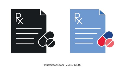 RX icons set vectors black and colored style