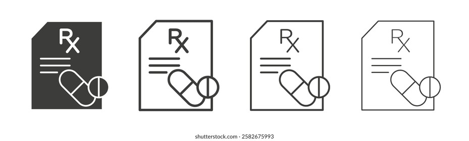 RX icons set vectors graphic designs