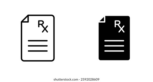 RX icons. stroke line and black solid icons