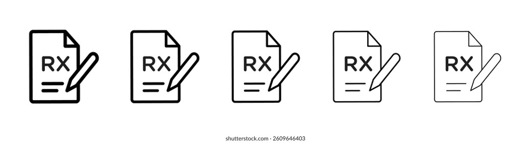 RX icons vectors set in different stroke lines