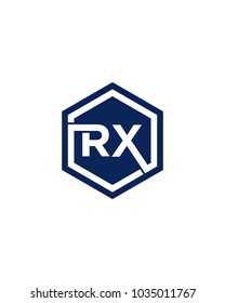 RX initial hexagon letter logo template vector