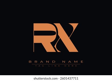 RX initial letter logo design. Letter R and X luxury alphabet letter logo icon template