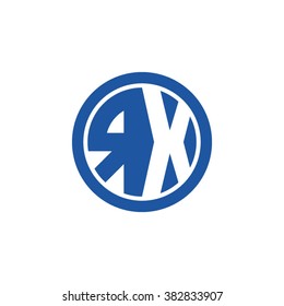 RX initial letters circle business logo blue