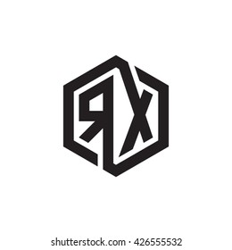 RX initial letters looping linked hexagon monogram logo