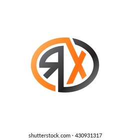 RX initial letters looping linked ellipse logo orange black