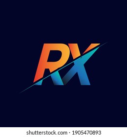 RX initial logo company name colored blue and orange, Simple and Modern Logo Design.