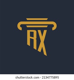 RX initial logo monogram with pillar icon design vector image