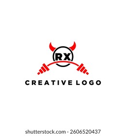 RX initial monogram for fitnes or gym logo with devil style design