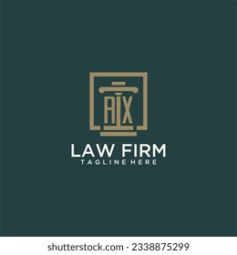 RX initial monogram logo for lawfirm with pillar design in creative square